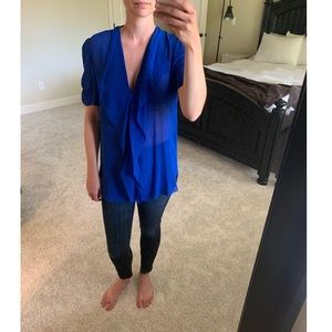 Babaton electric blue silk blouse